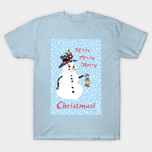 Snowman Christmas Greeting Card T-Shirt